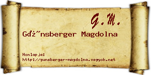 Günsberger Magdolna névjegykártya